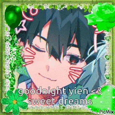 a picture of a anime character with the words goodnight yen < 3 sweet dreams
