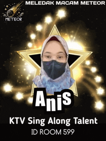 a poster for ktv sing along talent shows a woman wearing a face mask