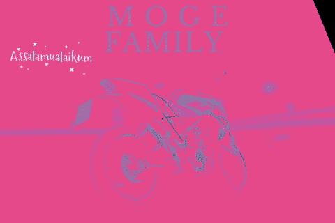 a blue background with a picture of a motorcycle and the words moge family