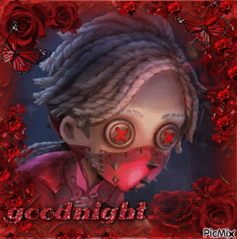 a picture of a man with buttons on his face and the words goodnight