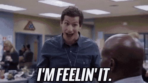 a man is talking to another man in an office and saying `` i 'm feelin ' it . ''