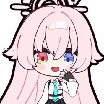 a cartoon of a girl with pink hair and a yellow star coming out of her mouth .