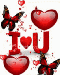 a red i love you sign with butterflies and hearts