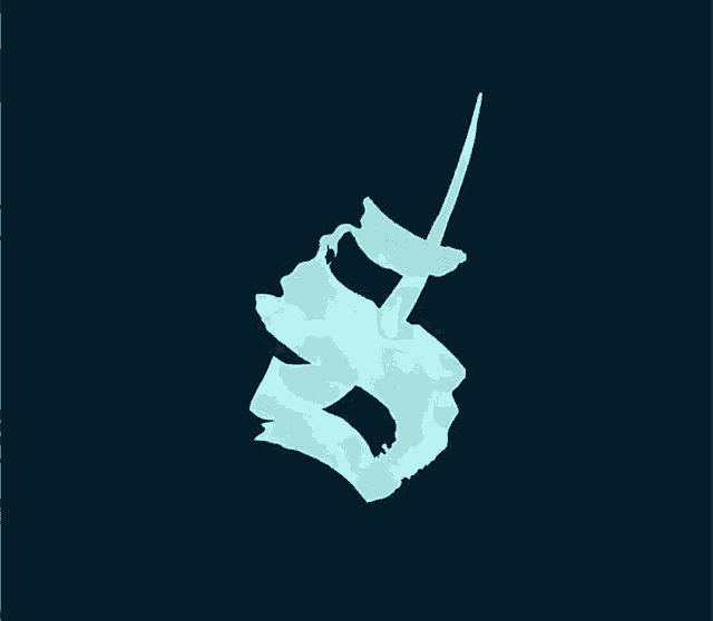 a drawing of a dolphin on a dark background