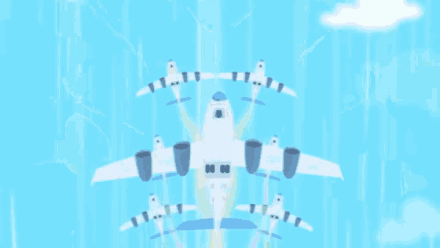 a group of planes are flying in the sky