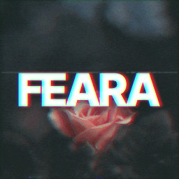 the word feara is on a black background with a red rose