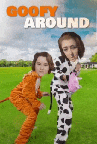 a poster for goofy around shows two women in costume