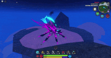 a screenshot of a video game shows a purple dragon