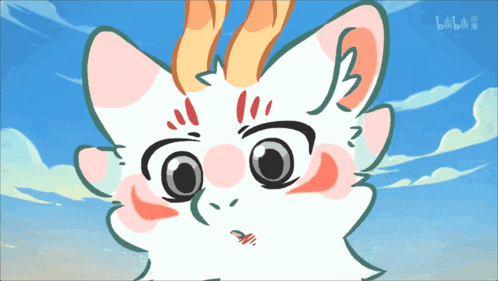a cartoon drawing of a deer with the word bilibili on the bottom