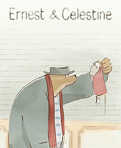 ernest and celestine book cover with a bear in a suit