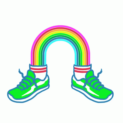 Rainbow Running Shoes GIF - Rainbow Running Shoes Youth Olympic Games GIFs