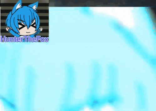 a picture of a blue cat with the name hunter the fox at the bottom