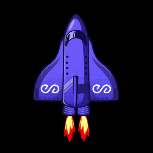 a blue rocket with the letter s on the wings