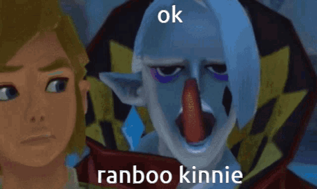 a picture of a cartoon character with the words ok ranboo kinnie on it