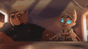 a cartoon drawing of a man and a cat with the number 9 on their faces