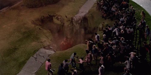 Sinkhole This Is The End GIF - Sinkhole This Is The End Crowd GIFs