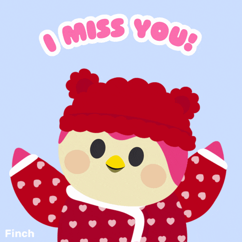 a picture of a bird with the words " i miss you " written above it