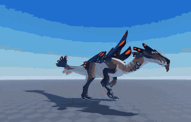 a computer generated image of a dinosaur with the word backrain written on the bottom