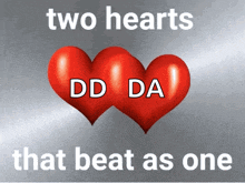 two hearts that beat as one with a gray background