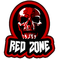 a sticker with a skull and the words red zone