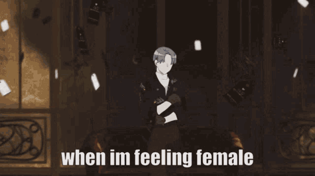 a tag that says when im feeling female on it