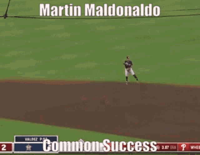 a baseball player with the name martin maldonaldo on the front of his jersey