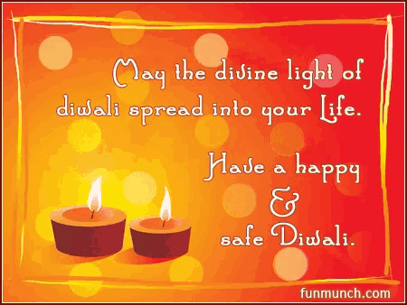 a greeting card with two lit candles and the words may the divine light of diwali spread into your life