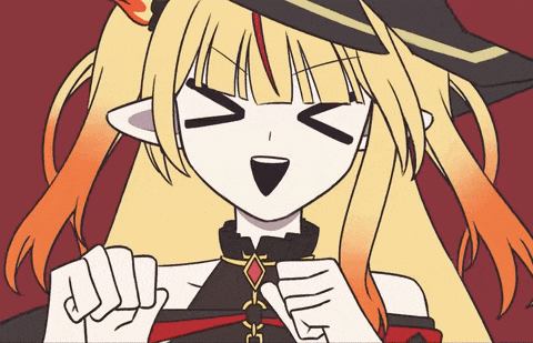 a cartoon drawing of a girl with yellow hair and a black hat