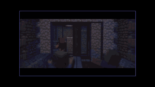 a screenshot of a video game shows a man and a woman in a dark room