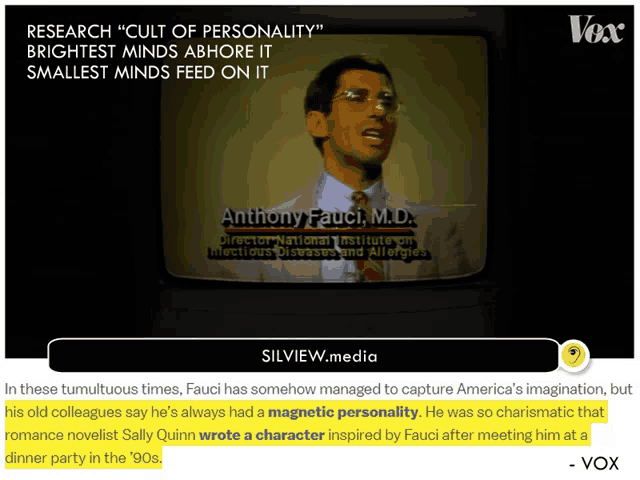 anthony fauci m.d. is featured on a vox article