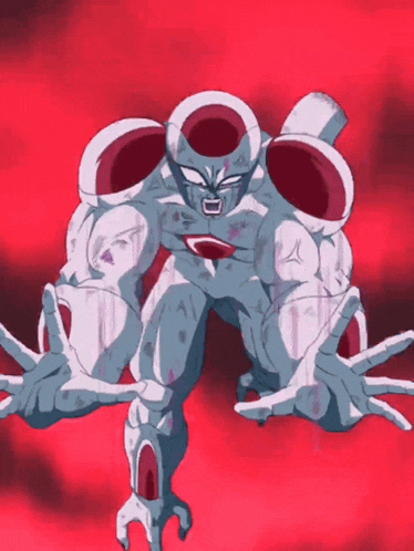 a drawing of a cartoon character with a red background and a white body