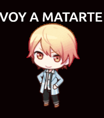 a cartoon character is standing in front of a black background that says voy a matarte