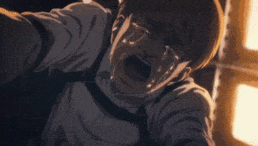 a cartoon character is crying with his mouth open