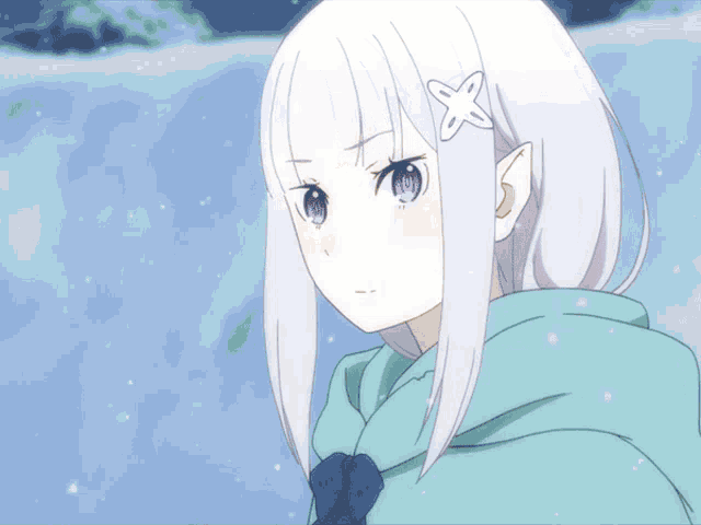 a drawing of a person with white hair and a star on it