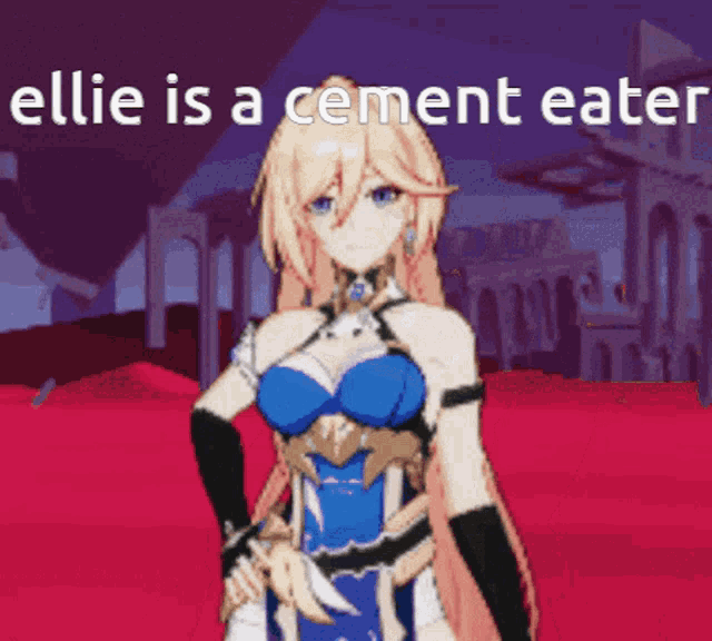 ellie is a cement eater written on a purple background