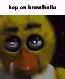 a picture of a stuffed animal with the words hop on brawlhalla on the bottom