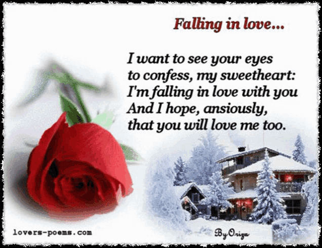 a poem about falling in love with a red rose in the background