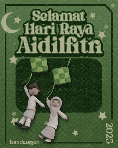a green poster that says selamat hari raya aidilfitri