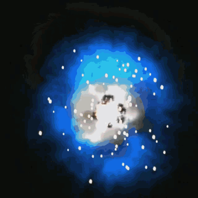 a painting of a galaxy with a blue background