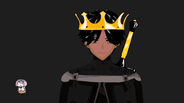 a drawing of a man with a crown and a sword