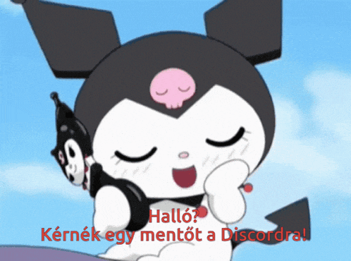 a picture of a cartoon character talking on a phone with the words " hallo " on the bottom
