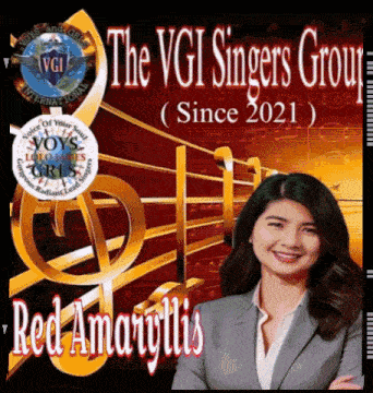a poster for the vgi singers group shows a smiling woman