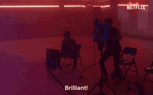 a netflix ad shows a man standing in front of a microphone