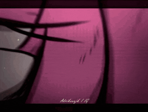 a close up of a person 's face with a pink background and a watermark that says ' adrihaugh '