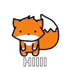 a cartoon fox with a white tail is standing next to a white background .
