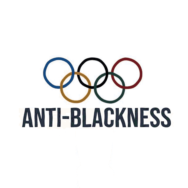 a logo for anti-blackness with the olympic rings on it