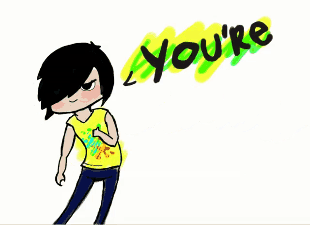 a drawing of a boy with the words you 're fucking amazing above him
