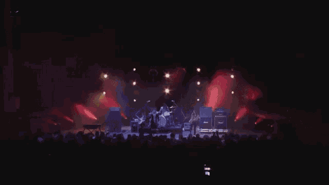 a band is performing on stage in front of a crowd at a concert