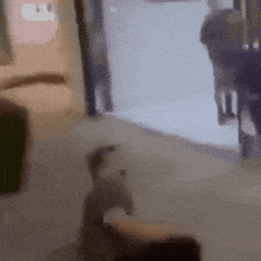 a blurry picture of people walking in a building