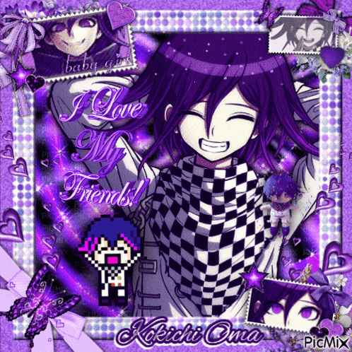 a picture of a anime character with the words i love my friends on it